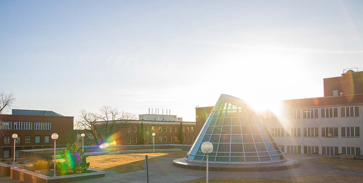 Library terrace at sunset